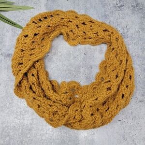 Novica | 100% Alpaca Mustard Yellow Crochet Circle Scarf